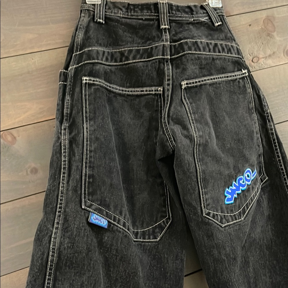 Vintage JNCO Black Wide-Leg Jeans with JNCO Embroidery - Picture 7 of 8